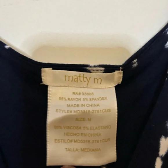 Matty M Navy and White Patterned Maxi Dress - Picture 3 of 4